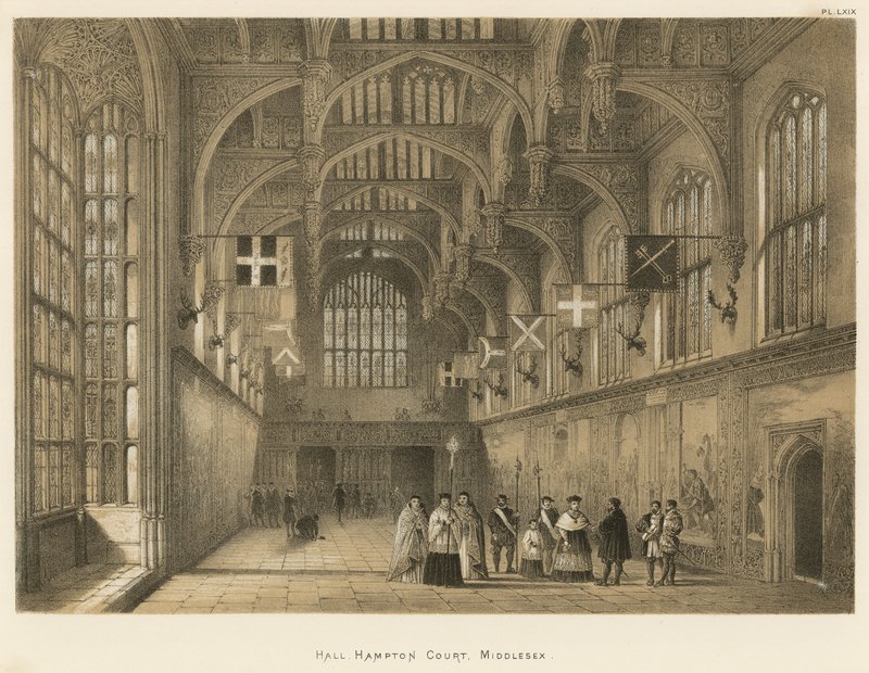 Hall, Hampton Court, Middlesex - Joseph Nash
