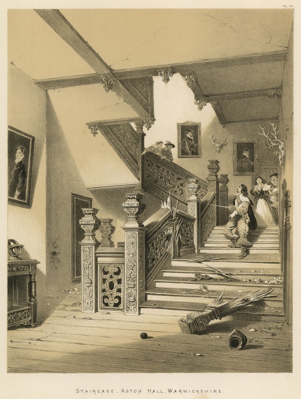 Escalier, Aston Hall, Warwickshire - Joseph Nash