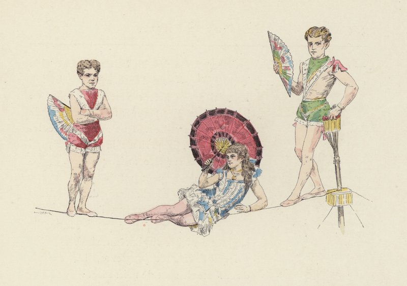 Artistes de la corde raide (lithographie en couleur) - Jules Arsene (after) Garnier