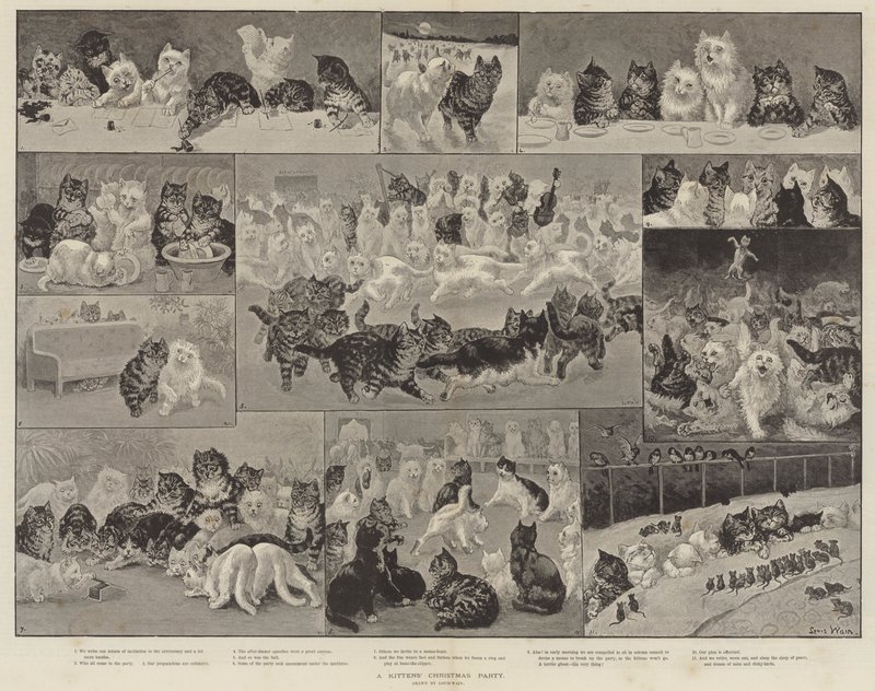 La fête de Noël des chatons - Louis Wain