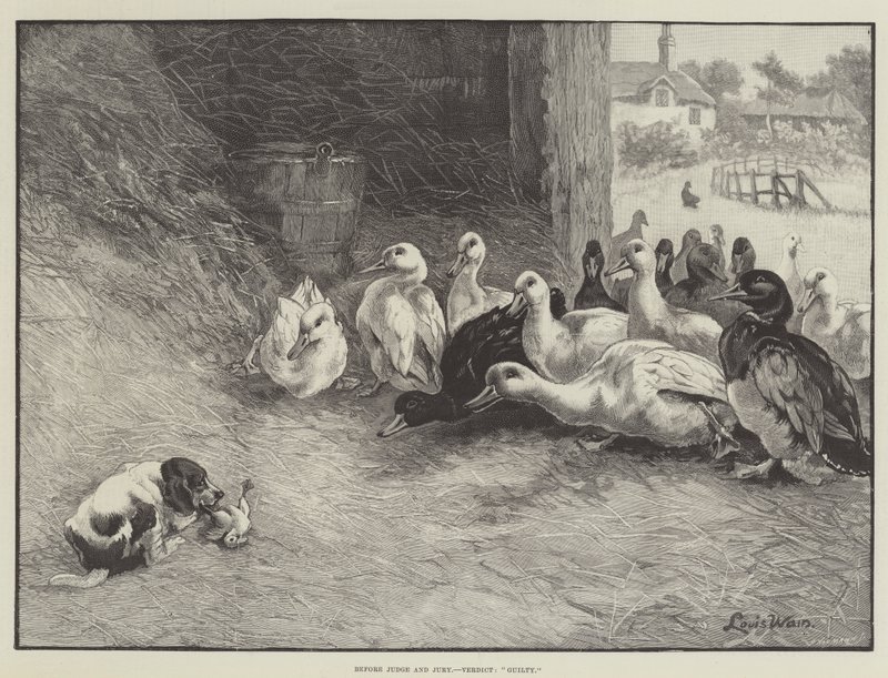 Devant le juge et le jury, verdict, coupable - Louis Wain