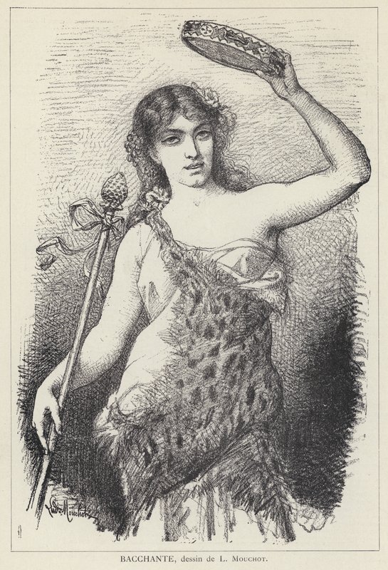 Bacchante (litho) - Louis Claude Mouchot