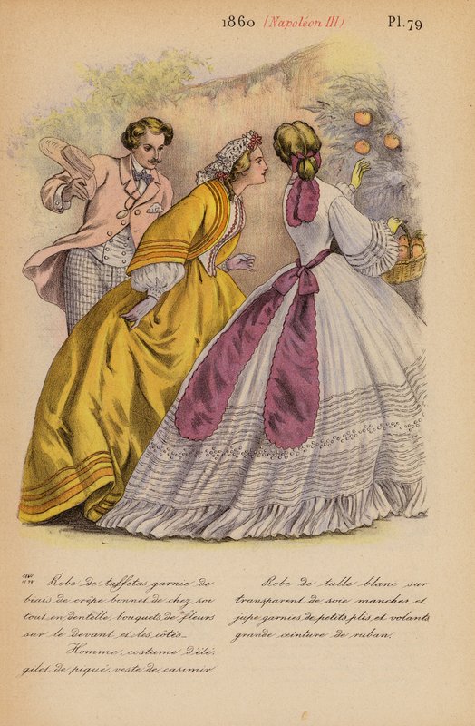 Mode française : 1860, Napoléon III (lithographie en couleur) - Louis Colas