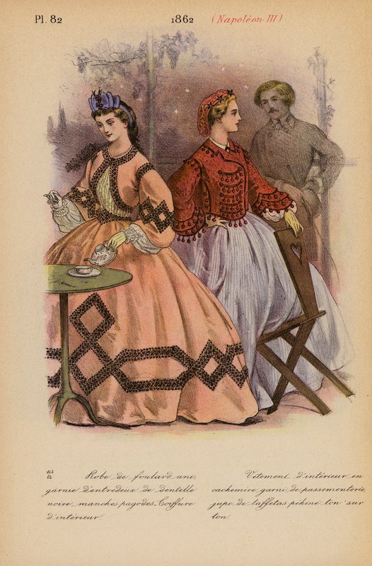 Mode française : 1862, Napoléon III (lithographie en couleur) - Louis Colas