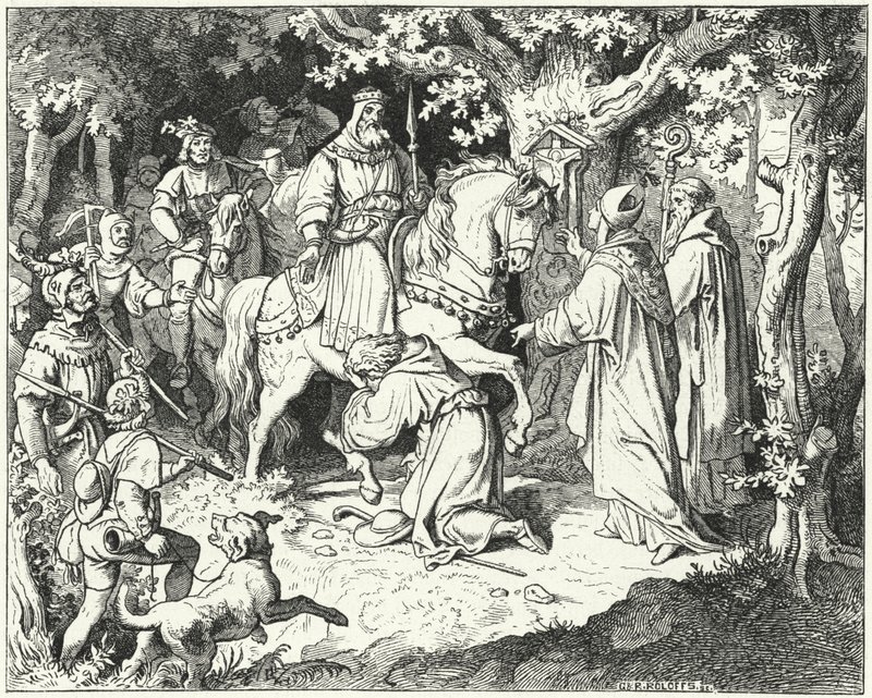 Liudolf, duc de Souabe, implorant le pardon de son père, Otton Ier d
