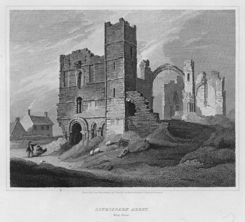 Abbaye de Lindisfarn, façade ouest (gravure) - Luke (after) Clennell