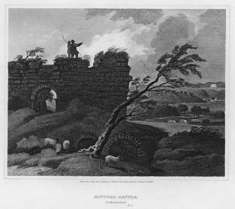 Château de Mitford, Northumberland (gravure) - Luke (after) Clennell