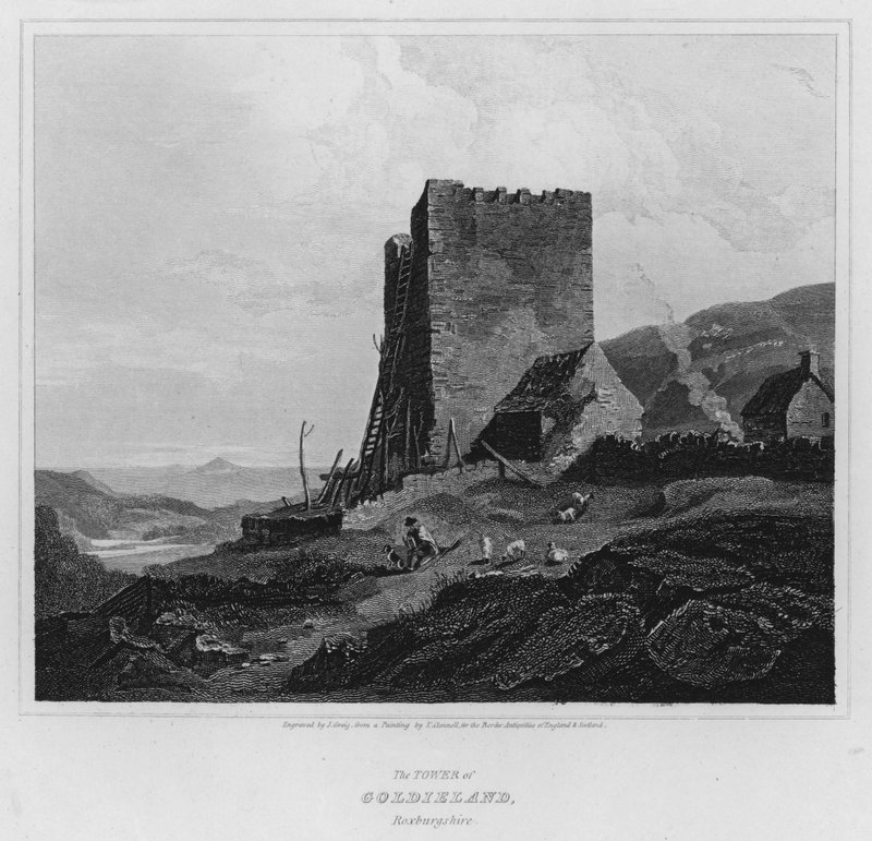 La tour de Goldieland, Roxburgshire (gravure) - Luke (after) Clennell