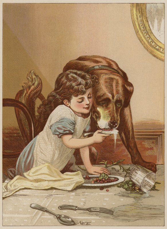 Fille nourrissant un chien - Mary Ellen Edwards