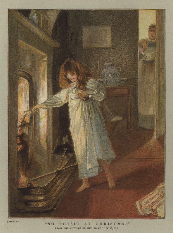 Pas de médecine à Noël (chromolithographie) - Mary L. Gow