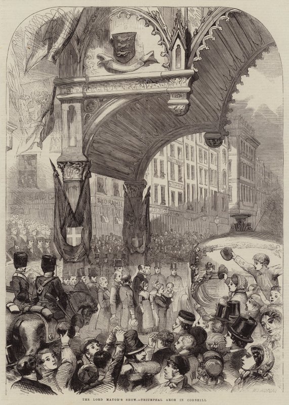 Le défilé du Lord Maire, Arc de triomphe à Cornhill - Matthew Somerville Morgan