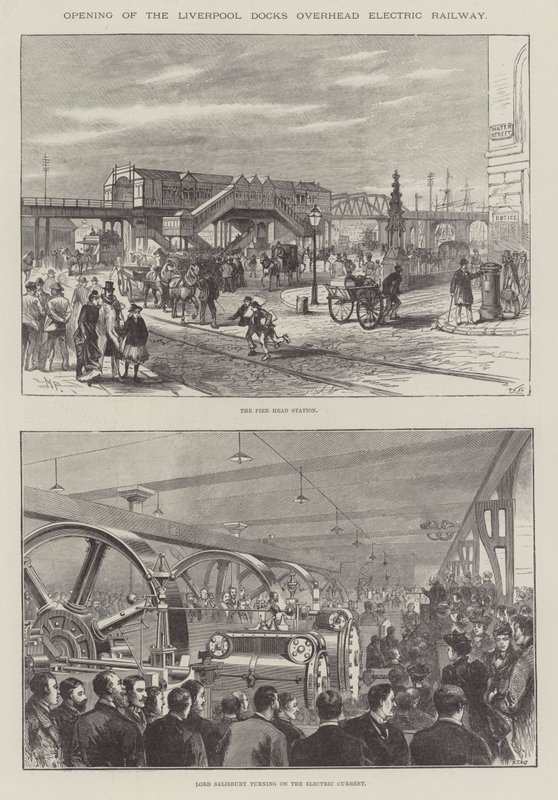 Ouverture du chemin de fer électrique aérien des docks de Liverpool - Melton Prior