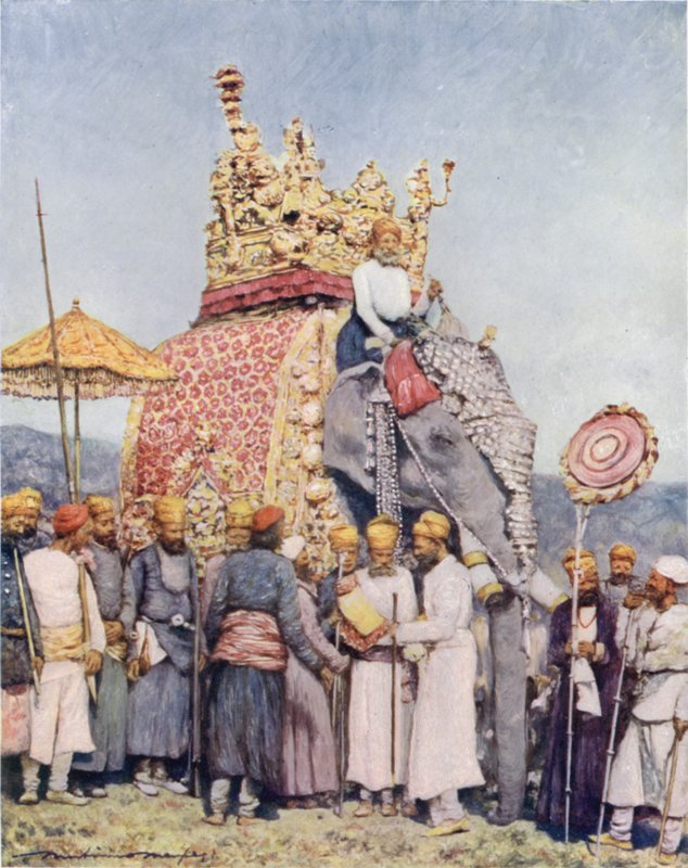 Un éléphant et des serviteurs de Bikanir - Mortimer Ludington Menpes