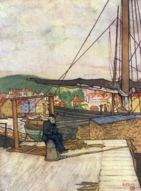 Norvège : Bergen (lithographie en couleur) - Nico Jungman