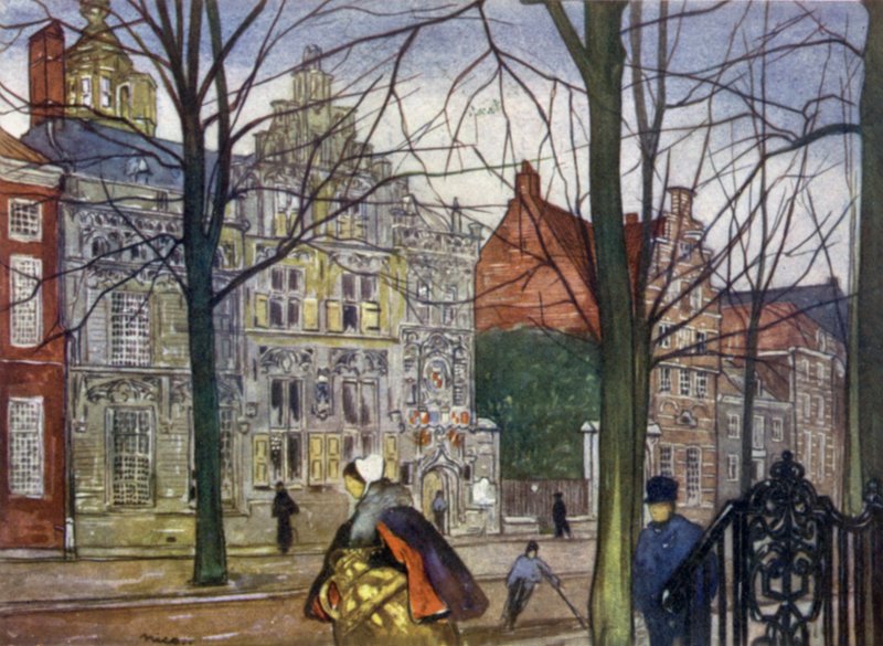 Oude Delft (lithographie en couleur) - Nico Jungman