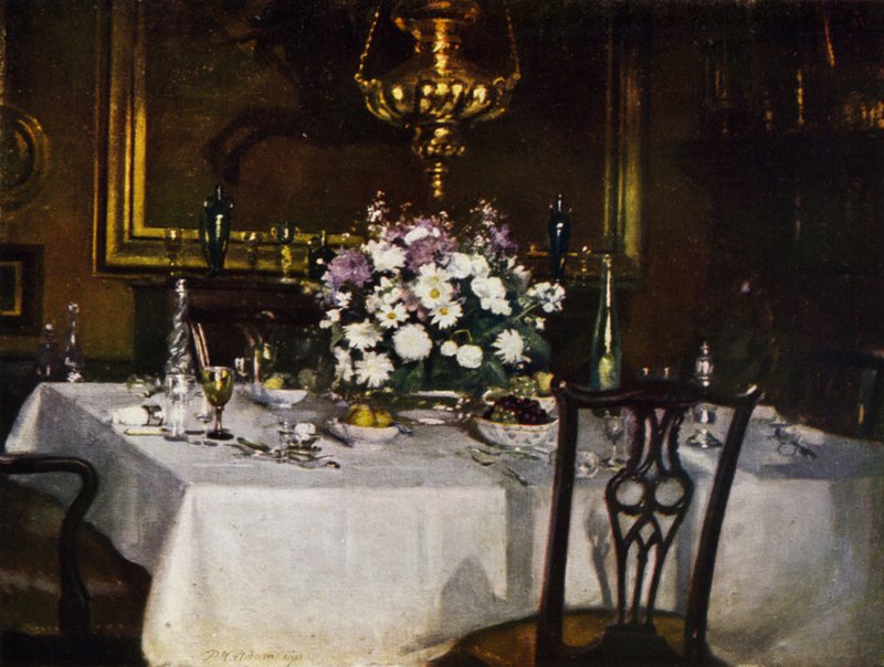 La table à dîner, Ardilea (lithographie en couleur) - Patrick William Adam