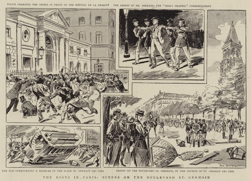 Les émeutes à Paris, scènes sur le boulevard Saint-Germain - Paul Destez