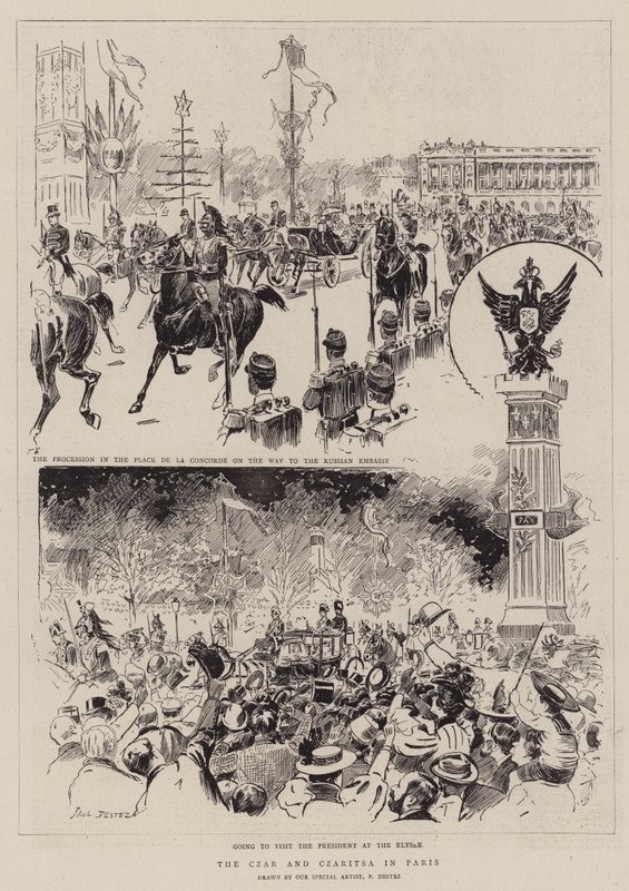 Le Tsar et la Tsarine à Paris (gravure) - Paul Destez