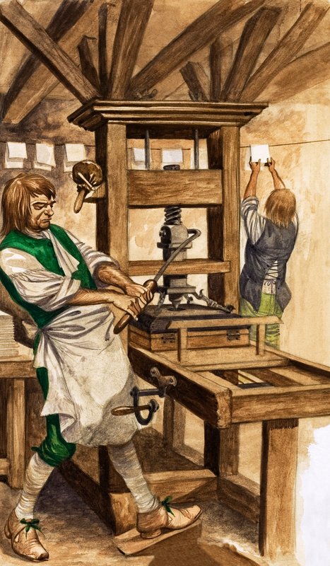 Presse de Caxton (gouache sur papier) - Peter Jackson
