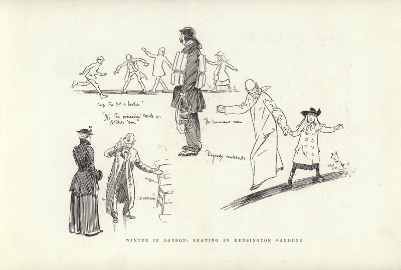 Hiver à Londres, patinage dans les jardins de Kensington - Phil May