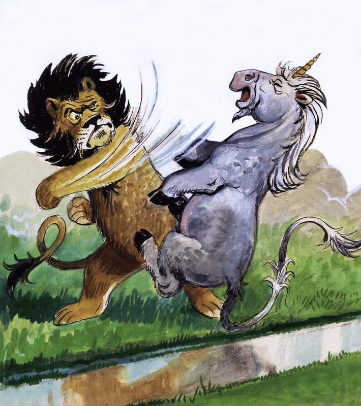 Lion frappant une licorne - Philip Mendoza