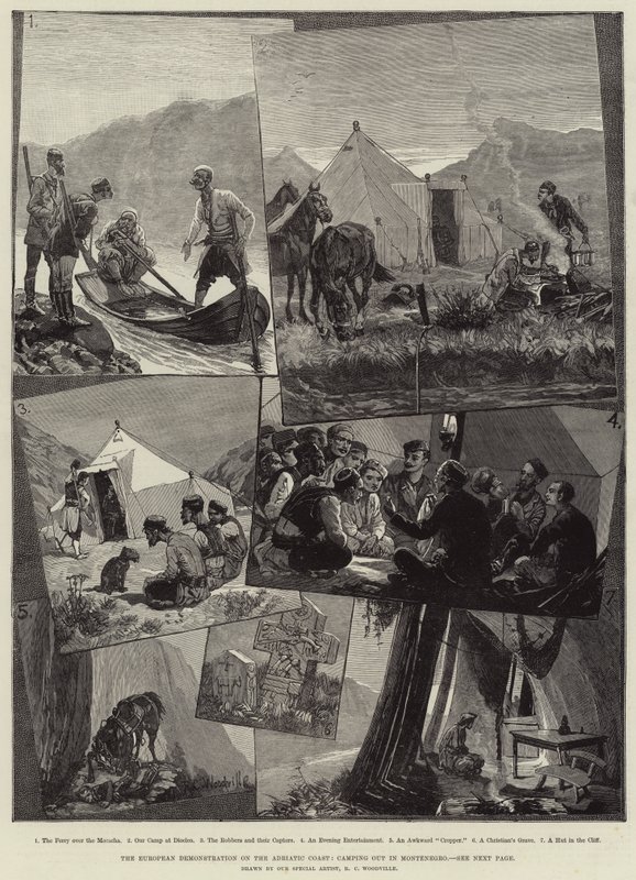 La démonstration européenne sur la côte adriatique, camping au Monténégro - Richard Caton Woodville junior