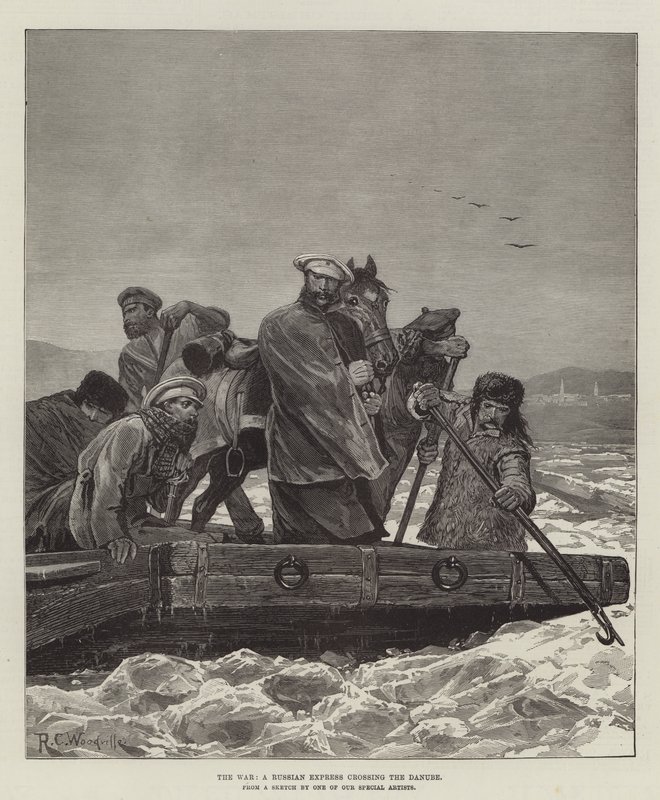 La Guerre, un Express Russe traversant le Danube - Richard Caton Woodville junior