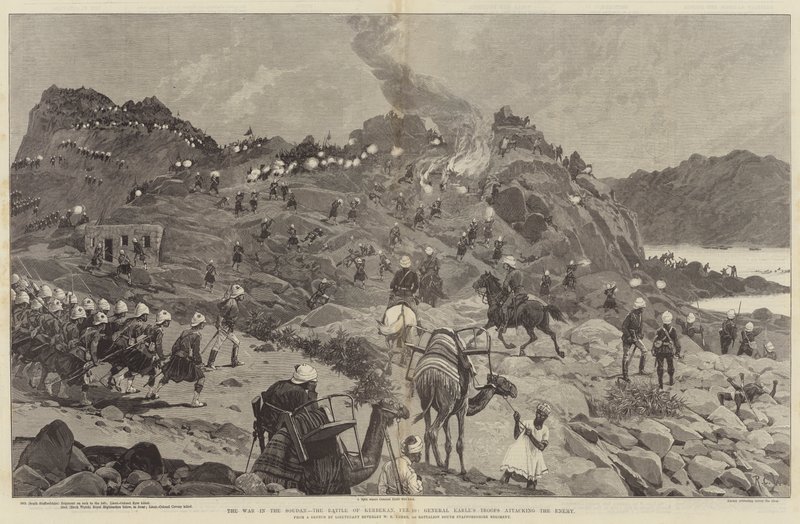 La Guerre au Soudan, la bataille de Kerbekan, 10 février, les troupes du général Earle attaquant l