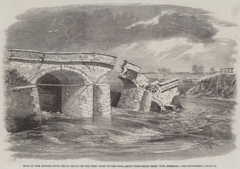 Chute du pont de Middle Level Drain sur la rive ouest de l