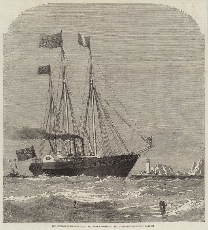 Les Fêtes de Cherbourg, le yacht royal passant les Aiguilles - Richard Principal Leitch