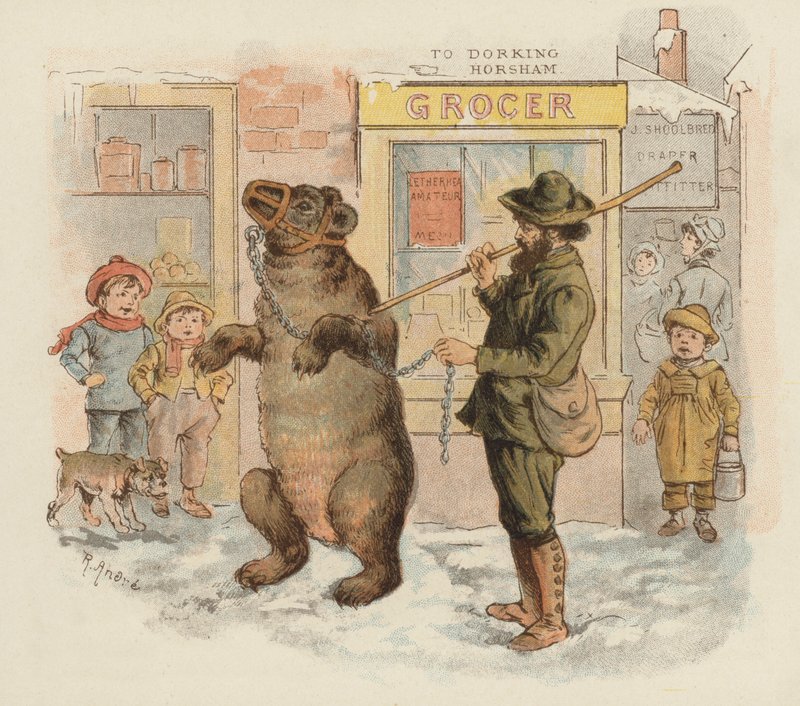 Ours en spectacle (lithographie en couleur) - Richard Andre