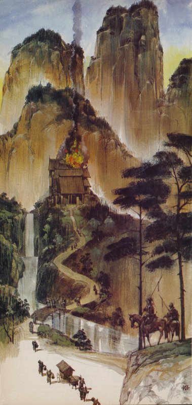 Monastères chinois (lithographie couleur) - Richard Hook