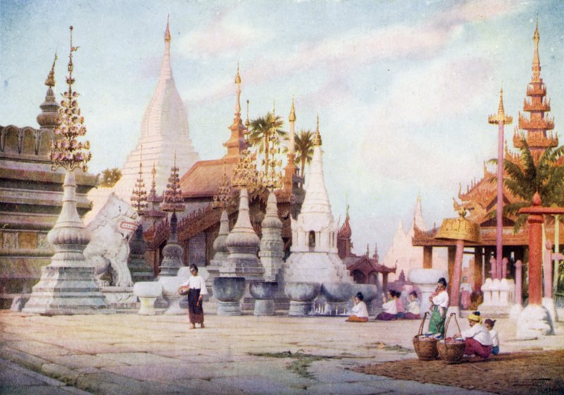 Plateforme de la pagode Shwezigon, Bagan, Birmanie 1905 - Robert George Talbot Kelly