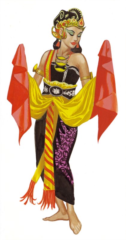 Mata Hari dansant (gouache sur papier) - Ron Embleton