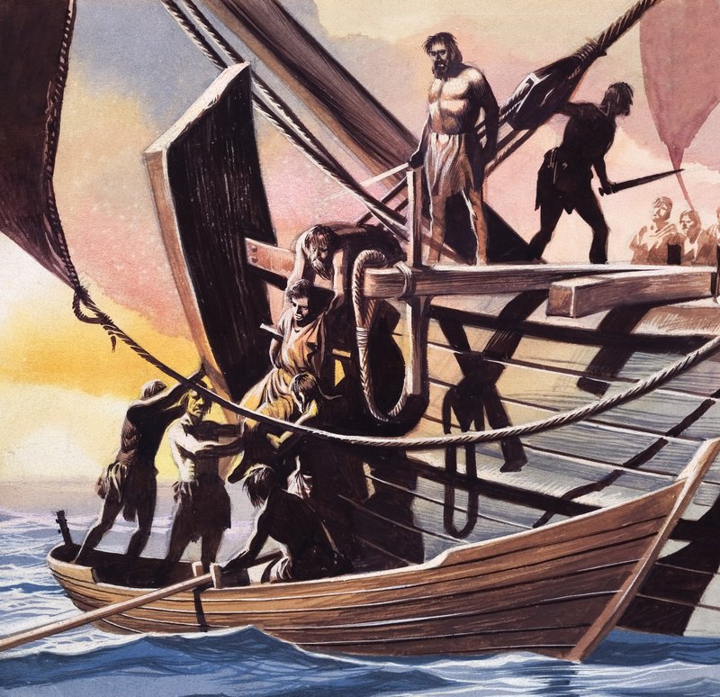 Pirates faisant un prisonnier (gouache sur papier) - Ron Embleton