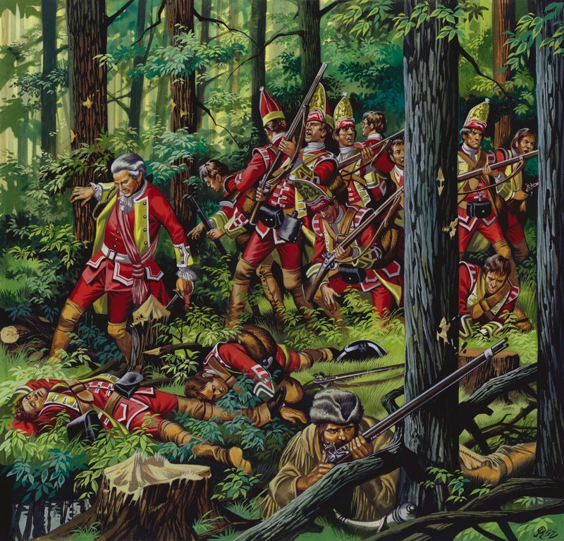 Le massacre de Braddock (gouache sur papier) - Ron Embleton