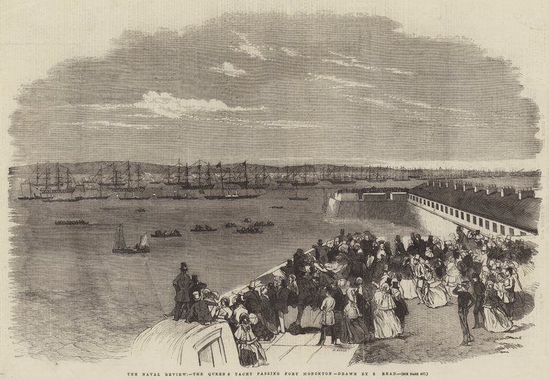 La revue navale, le yacht de la reine passant devant Fort Monckton - Samuel Read