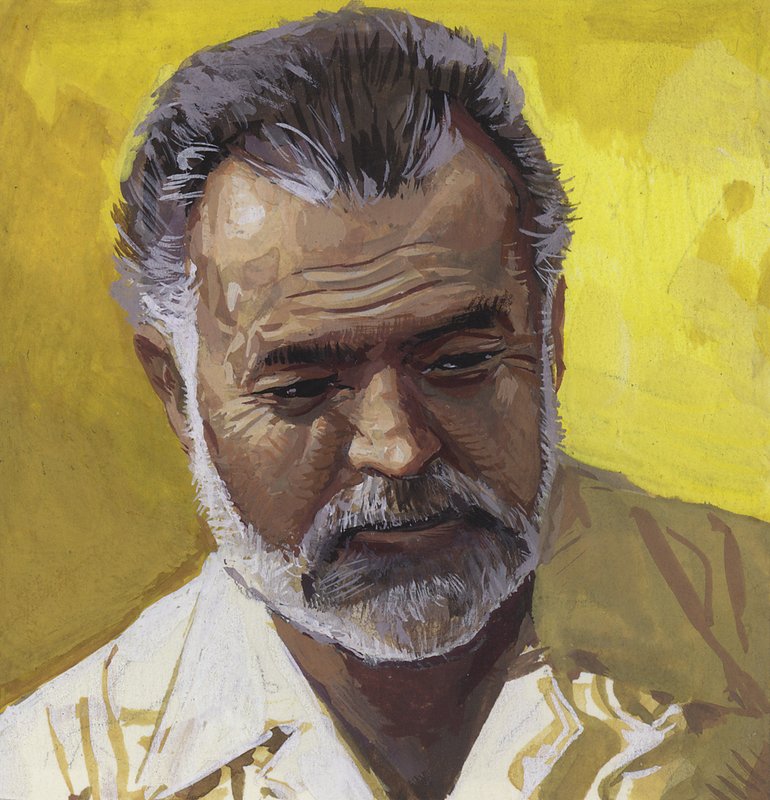 Ernest Hemingway (gouache sur papier) - Severino Baraldi