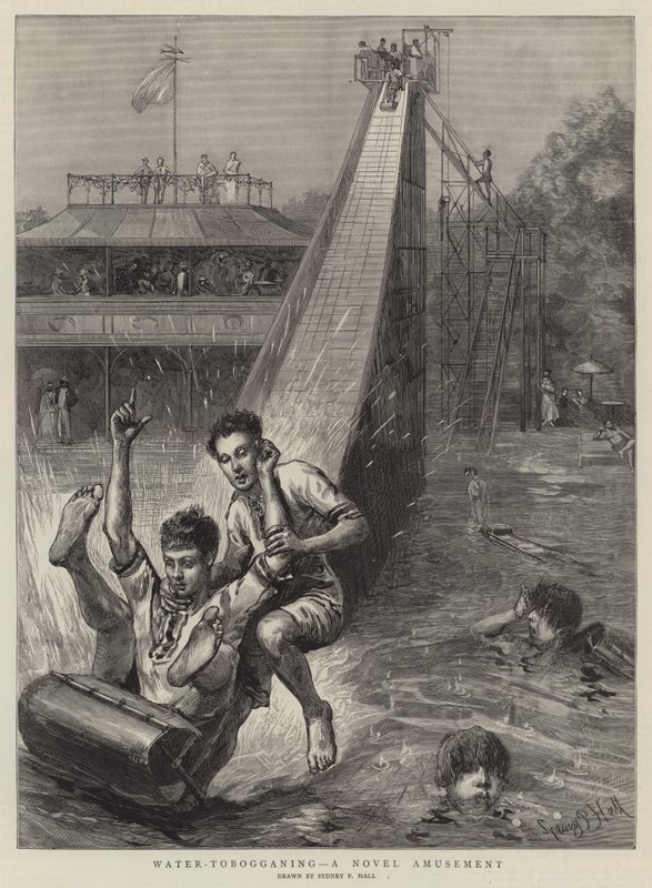 Toboggan aquatique, un amusement nouveau - Sydney Prior Hall