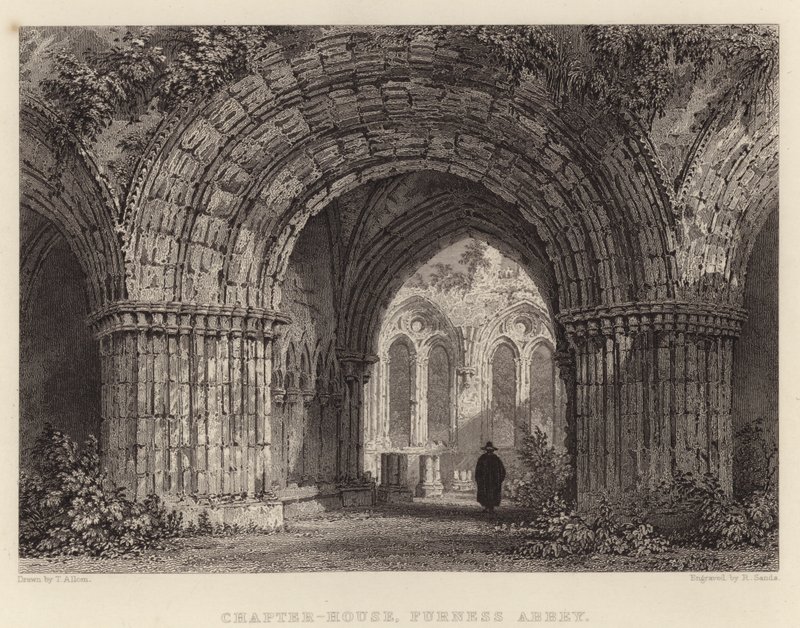 Salle capitulaire, abbaye de Furness (gravure) - Thomas (after) Allom