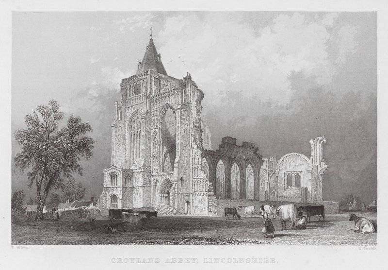 Abbaye de Croyland, Lincolnshire (gravure) - Thomas (after) Allom