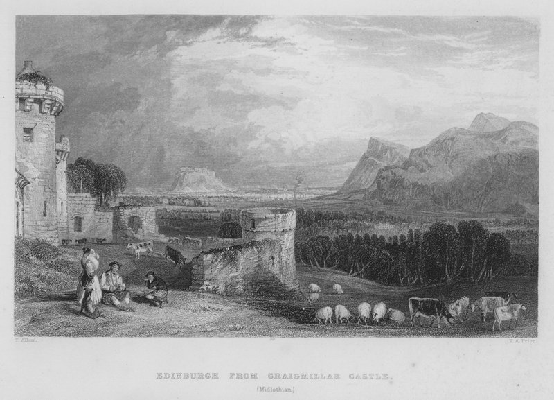 Édimbourg depuis le Château de Craigmillar, Midlothian (gravure) - Thomas (after) Allom