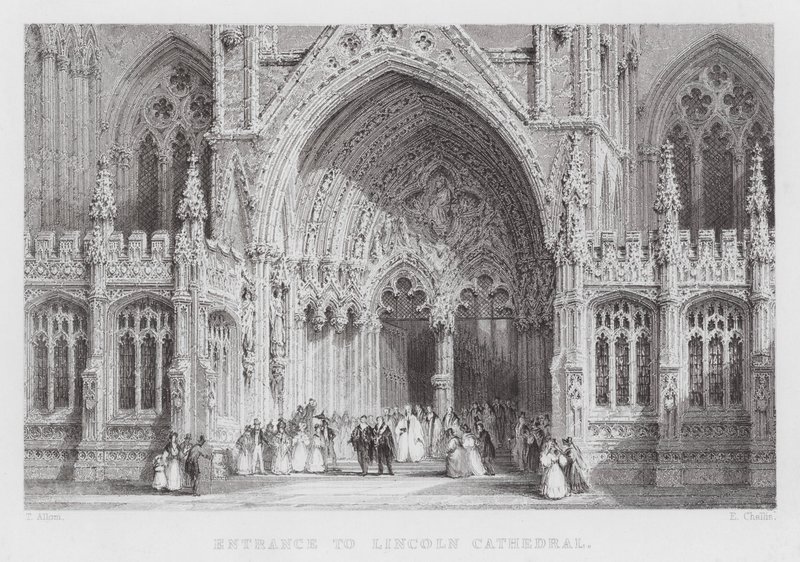 Entrée de la cathédrale de Lincoln - Thomas (after) Allom