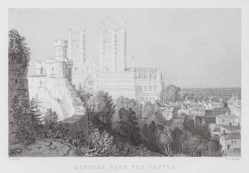 Lincoln depuis le château (gravure) - Thomas (after) Allom