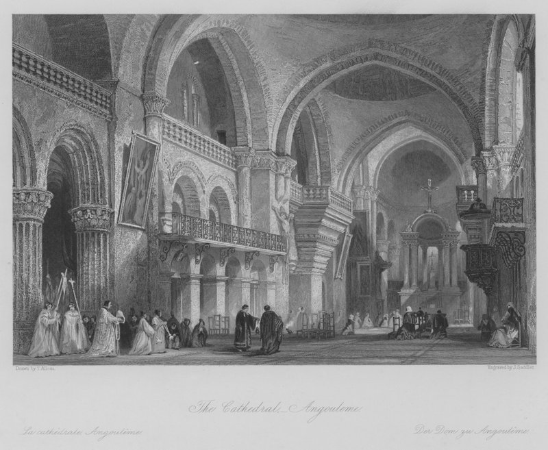 La Cathédrale, Angoulême (gravure) - Thomas (after) Allom