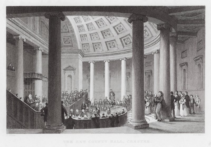 Le Nouveau County Hall, Chester (gravure) - Thomas (after) Allom