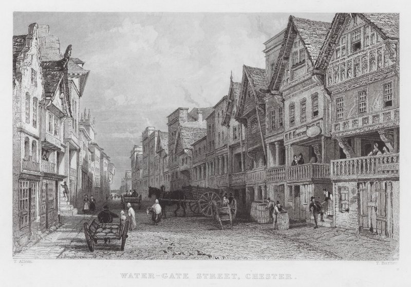 Water-Gate Street, Chester (gravure) - Thomas (after) Allom