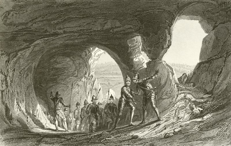 Le trou de Mortimer, château de Nottingham - Thomas Allom