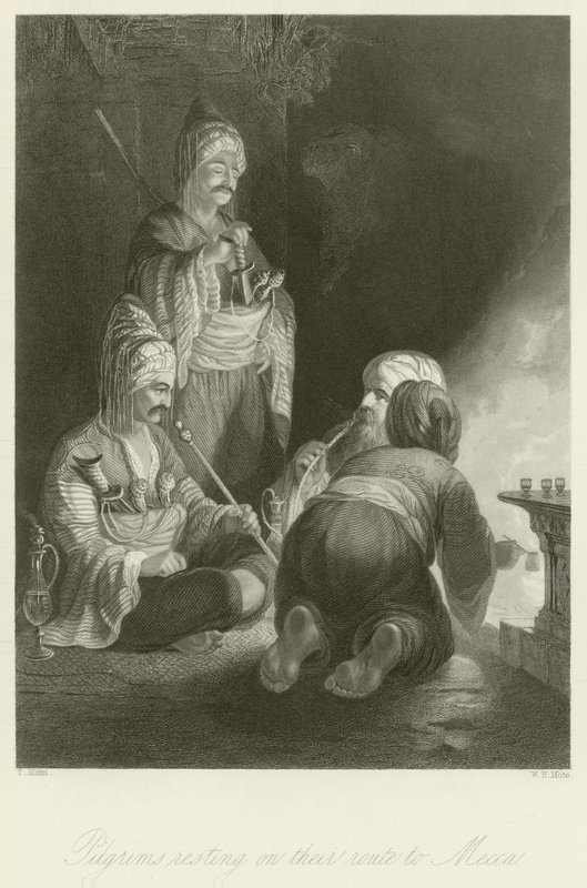 Pèlerins se reposant sur leur route vers La Mecque - Thomas Allom