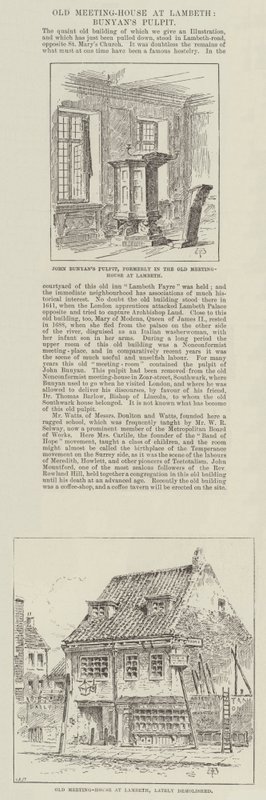 Ancienne Maison de Réunion à Lambeth, Chaire de Bunyan - Thomas Harrington Wilson